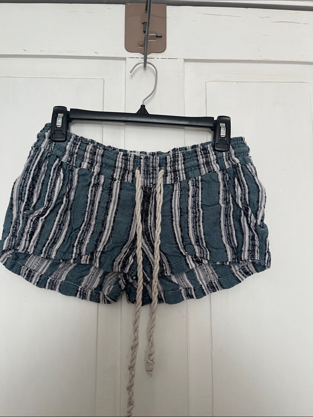 Striped Blue Drawstring Women’s Shorts